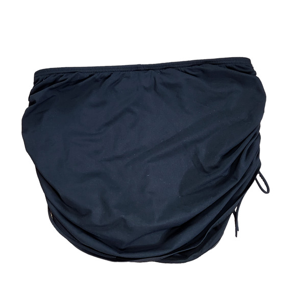 Land's EndSize Womens Swim Bottoms Skirt 6 Solid Black Ruched Side Tie Skirtini - Picture 2 of 3